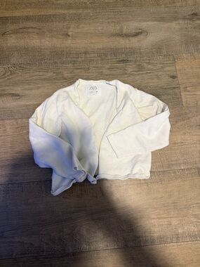 Zara White Knit Open Front Cardigan